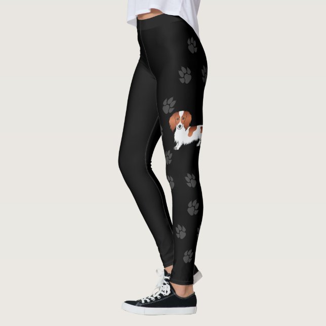 Leggings Teckel à poils longs pie rouge dessin animé Chien  (Gauche)