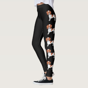 Leggings Teckels à poil court rouge et pied - Noir
