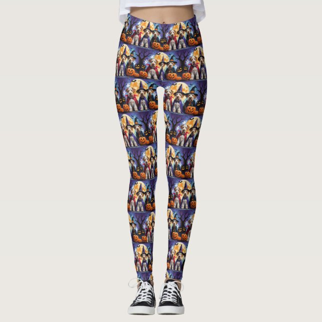 Leggings Teckels Airedale Terriers Citrouille Halloween Drô (Devant)