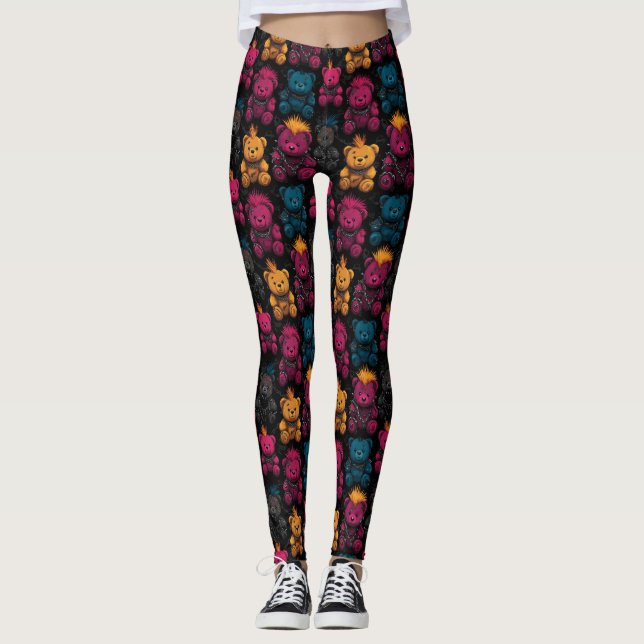 Leggings Teddies Motifs rebelles Punk Rock sans voile (Devant)