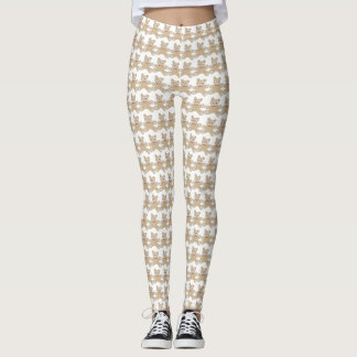 Leggings Teddy Bear White Fun Motif