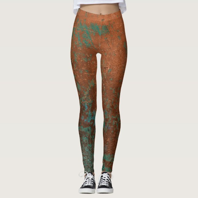 Leggings Teinte métallisée sarcelle et cuivre (Devant)