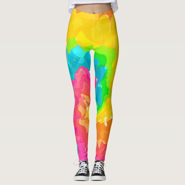 Leggings teinture à cravate de boho rétro (Devant)