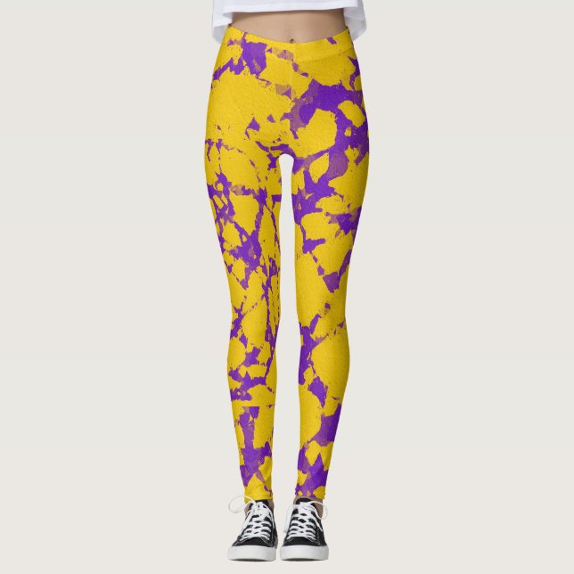 Leggings Teinture à tarte violet et or (Devant)