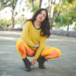 Leggings Teinture De Tie Rose Et Jaune<br><div class="desc">Plaques roses horizontales sur un arrière - plan jaune</div>