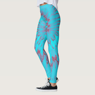 Leggings Teinture en spirale rouge et turquoise