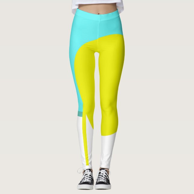 Leggings Téméraire Abstrait Cercle Turquoise Vert Jaune (Devant)