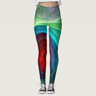 Leggings Tempête rouge Floral Art moderne Abstrait Motif co