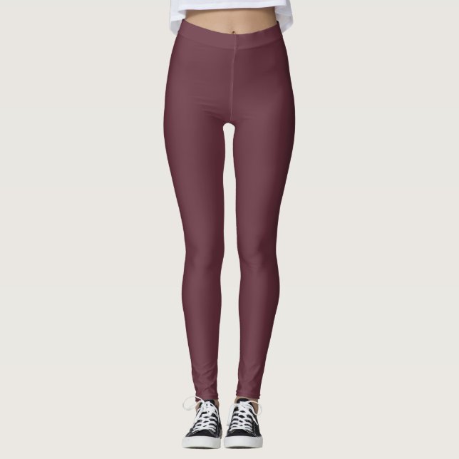 Leggings Tendance Automne Couleur Rouge foncé Vin solide (Devant)