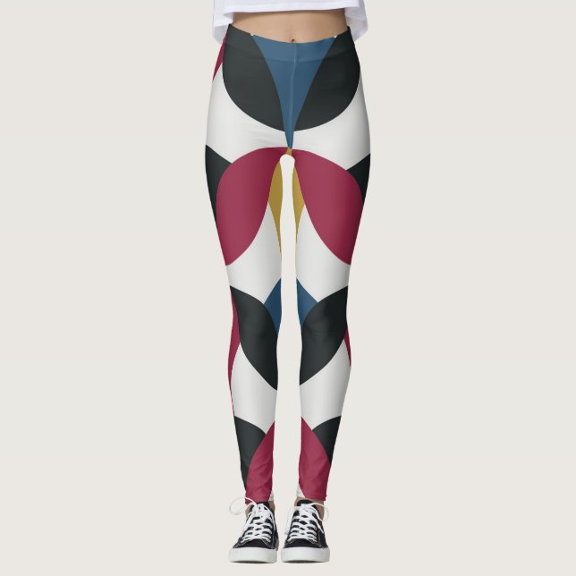 Leggings Tendance Blanc Bourgogne Bleu Noir Jaune Mode (Devant)