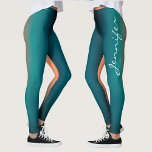 Leggings Tendance Personnalisée Foncé Turquoise À Orange Gr<br><div class="desc">Ces leggings à la mode cool, parfaits pour les amateurs de sport qui aiment un design minimaliste ont un dégradé turquoise foncé sur l'avant et un dégradé orange vif sur l'arrière, ces leggings sont aussi élégants qu'fonctionnels. Customisez vos leggings avec un nom chic blanc manuscrit sur la jambe gauche, en...</div>