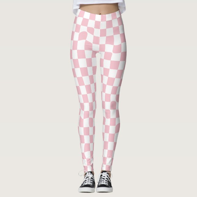 Leggings Tendance rose clair À damiers Motif (Devant)