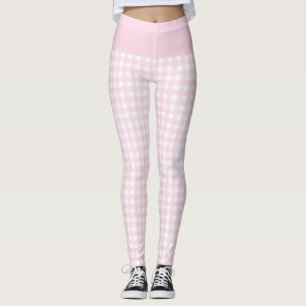 Leggings Tendance rose pâle et blanc chèque En vichy Motif