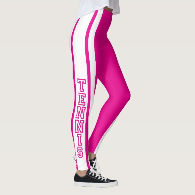 Leggings Tennis en lettres de typographie rose chaud et bla (Droite)