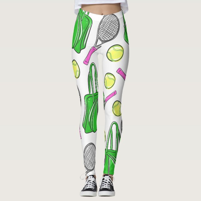 Leggings Tennis Racquet Boules de sac Preppy (Devant)