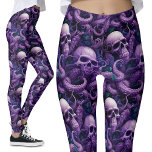 Leggings Tentacles et crânes gothiques violets octopus<br><div class="desc">Tentacles et crânes gothiques violets Leggym | Vibes sous-marines Plongez dans un style distinctif avec ces Leggings gothiques. Parfaits pour la salle de sport ou pour faire étalage de votre mode unique, ces légendes évoquent les trésors sous-marins, les fonds océaniques et la plongée corallienne. Montrez votre individualité à la salle...</div>