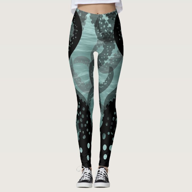 Leggings Tentacles s'estompera verdoyant Seafoam dans la me (Devant)