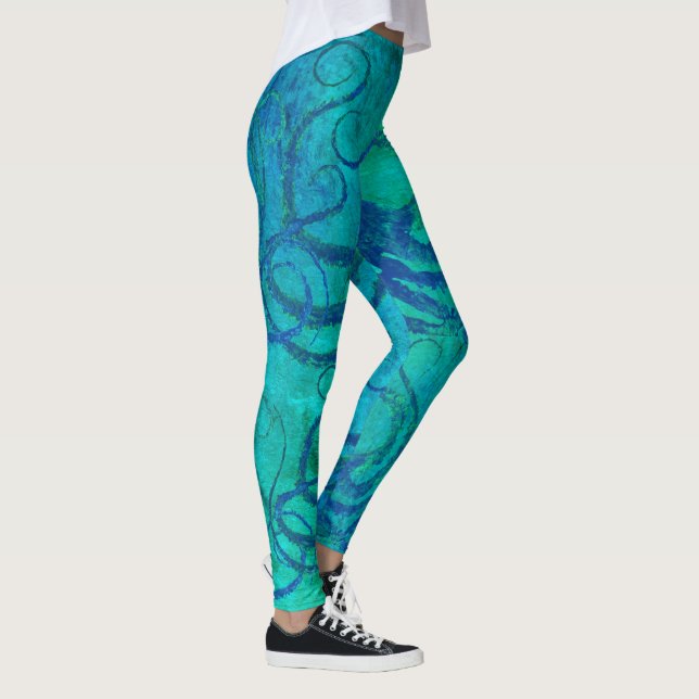 Leggings Tentacules bleues de poulpe sur l'Aqua - guêtres (Droite)
