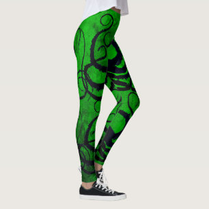 Leggings Tentacules de poulpe sur le vert - guêtres