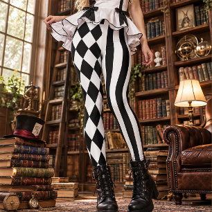 Leggings Tenues de scène pour Rock Band   Jester noir et bl