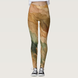 Leggings Terracotta Peach Fleurs Pressurées Bohème 