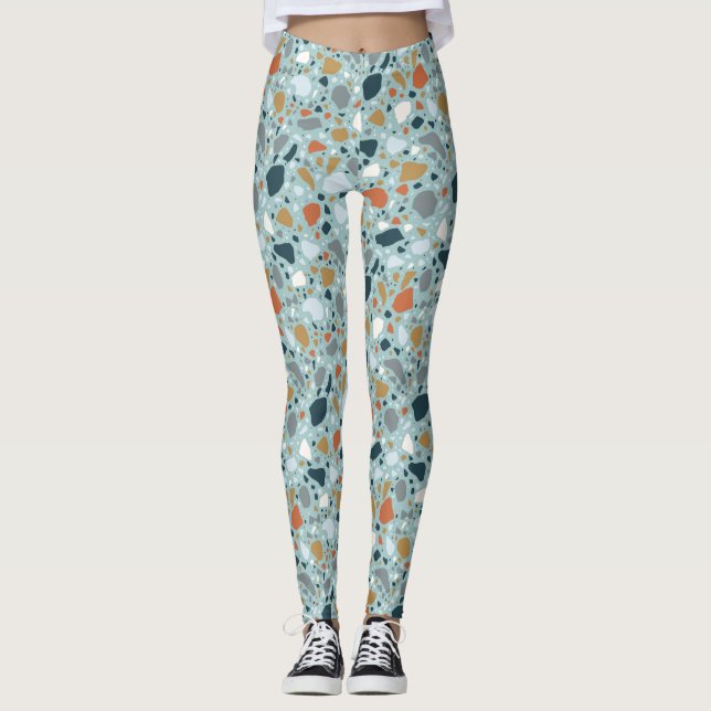 Leggings Terrazzo En Bleu (Devant)