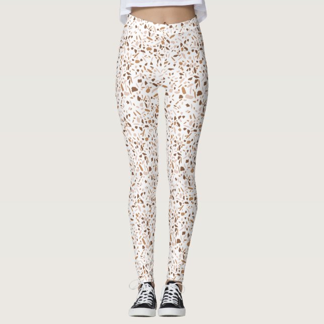 Leggings Terrazzo marron et beige et blanc  (Devant)
