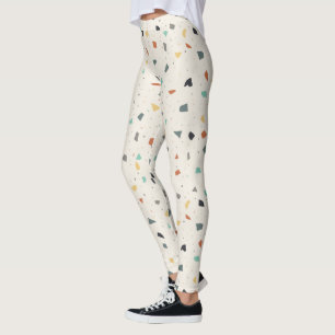 Leggings Terrazzo Tile Confetti Style Moderne Tons de Terre