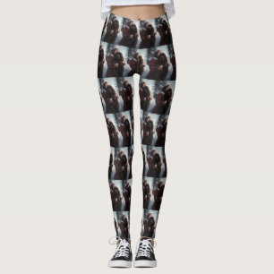 Leggings Terre-Neuve avec le Père Noël Festif Noël