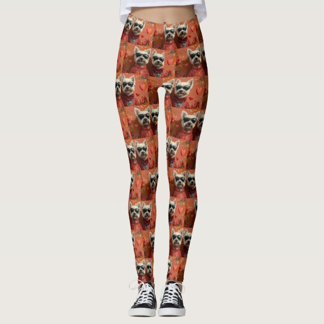Leggings Terrier Blanc de West Highland pour la Saint-Valen (Devant)