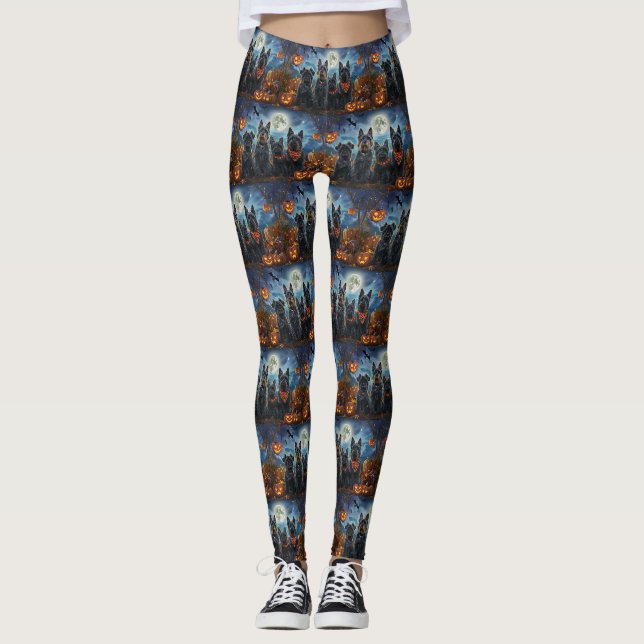 Leggings Terrier Écossais Halloween Effrayant (Devant)