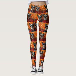 Leggings Terrier Rat avec Roses de cœur Saint-Valentin