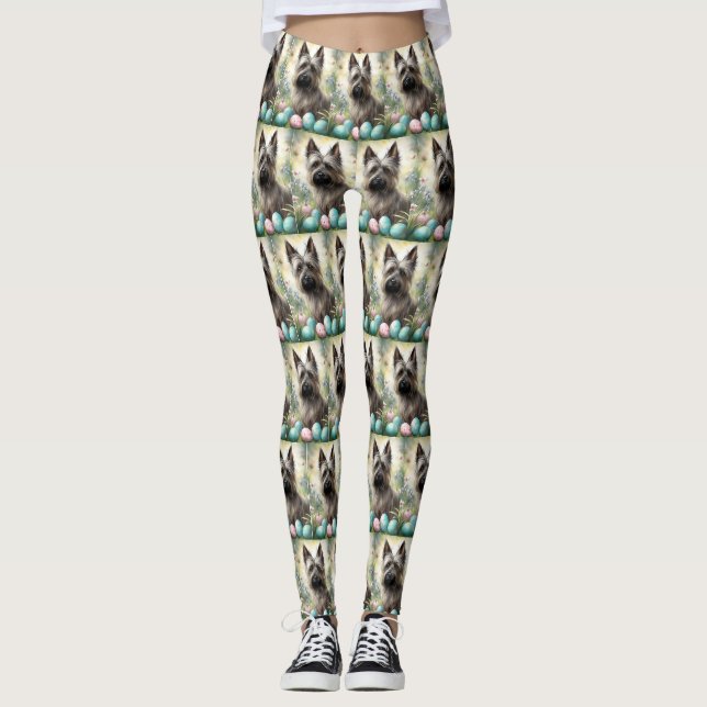 Leggings Térrier Skye Chien avec œufs de Pâques Vacances  (Devant)