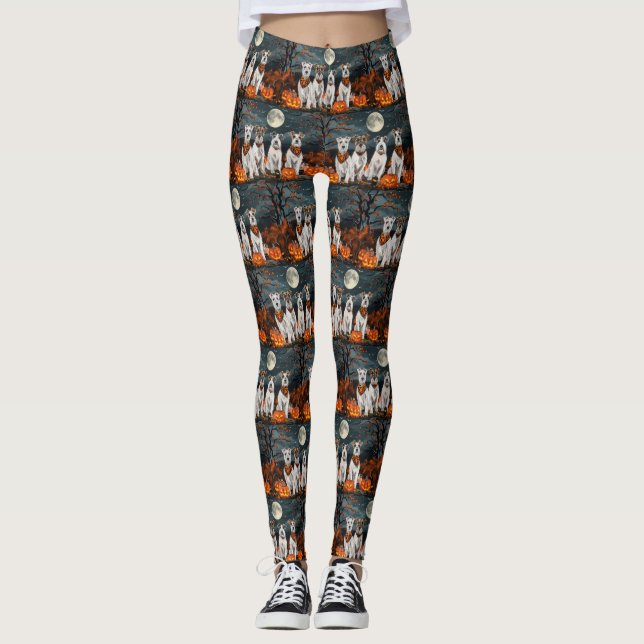Leggings Terrier Wirefox Halloween Effrayant (Devant)