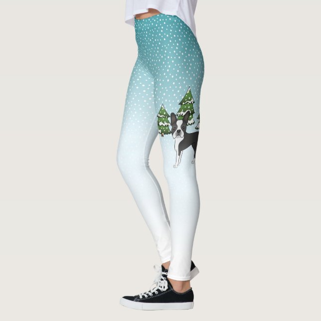Leggings Tervueren noir dans une forêt hivernale (Gauche)