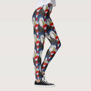 Leggings Tête de Bald Eagle et drapeau américain