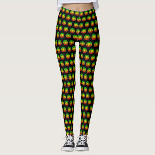 Leggings Tête de lion rasta rouge jaune vert dessin Jamaïqu