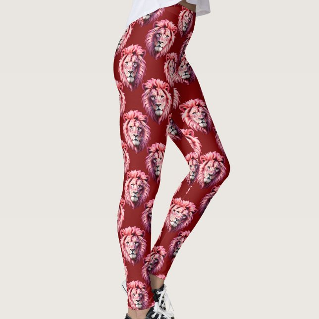 Leggings Tête de lion rose bordeaux Design  (Créateur téléchargé)