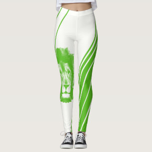 Leggings Tête De Lion Verte Avec Légendes