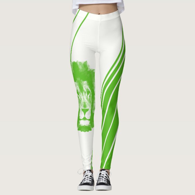 Leggings Tête De Lion Verte Avec Légendes (Devant)