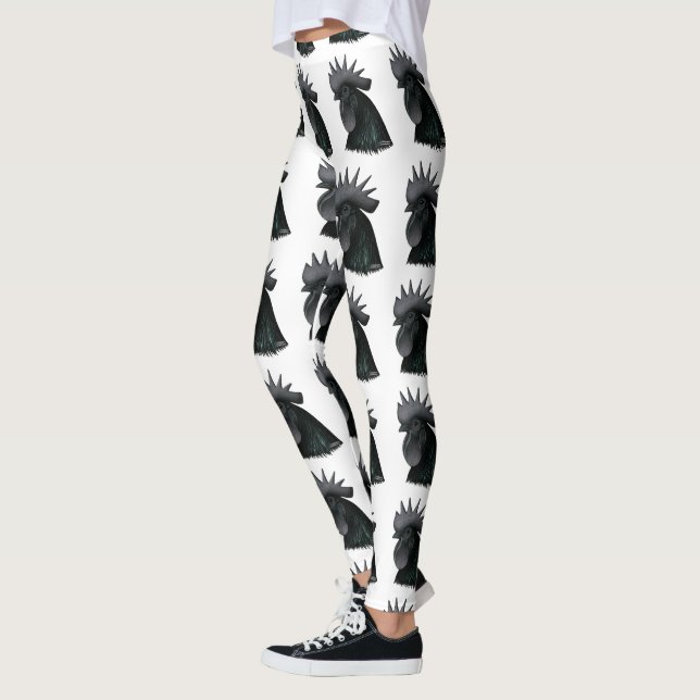 Leggings Tête de Rooster Ayam Cemani (Gauche)