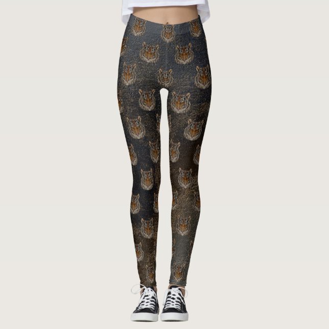 Leggings Tête de tigre, aspect cuir (Devant)