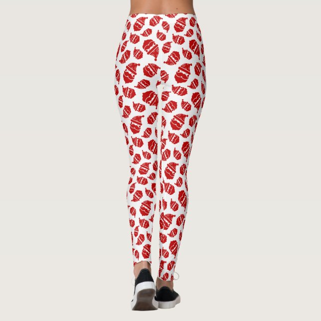 Leggings Tête Père Noël rouge sur Motif Arrière - plan blan (Dos)