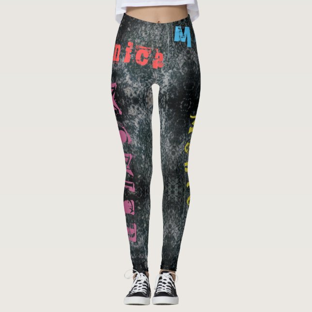 Leggings Têtes de nom répétées personnalisées (Devant)