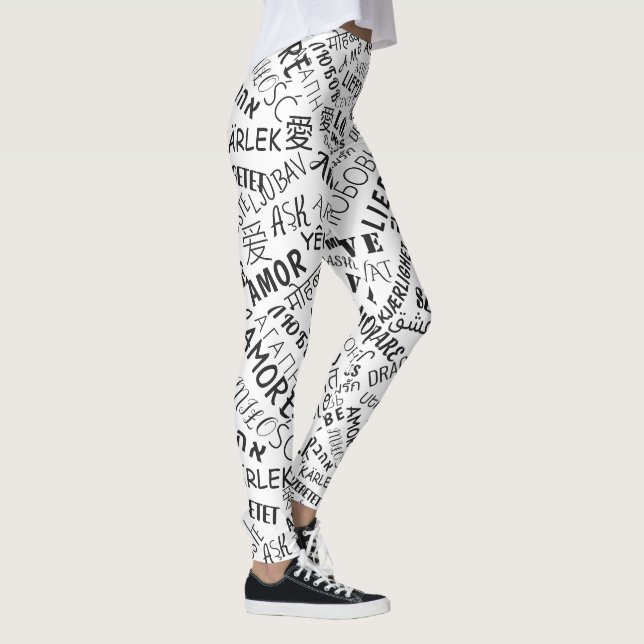 Leggings texte d'amour multilingue Vos couleurs (Droite)