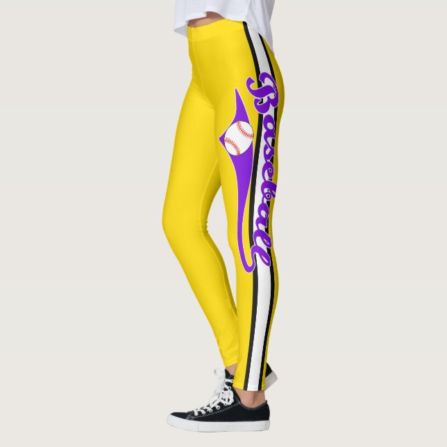 Leggings Texte De Baseball Avec Bandes Et Ballons Imprimées (Gauche)