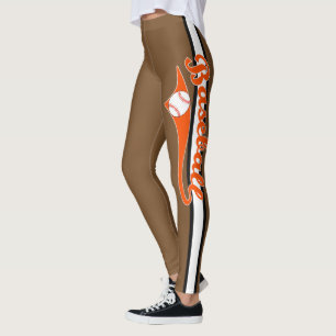 Leggings Texte De Baseball Avec Bandes Et Ballons Imprimées