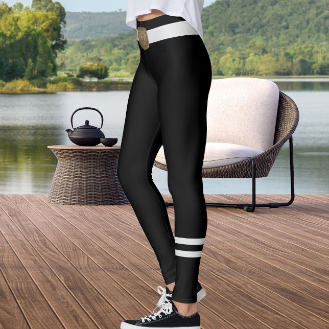 Leggings Texte de script noir et gris personnalisé pour ama (Créateur téléchargé)