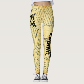 Leggings Texte du journal de presse avec vieux papier