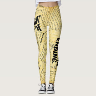 Leggings Texte du journal de presse avec vieux papier